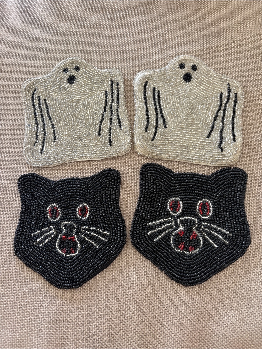 Beaded Halloween coasters, set of eight - Picture 3 of 6